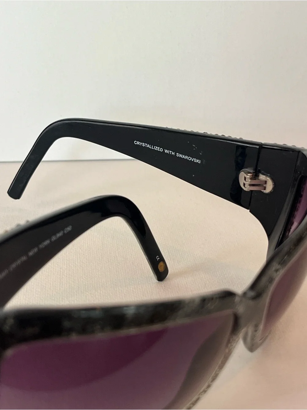 Jimmy Crystal GL840 C50 Swarovski Butterfly Oversized Sunglasses Black